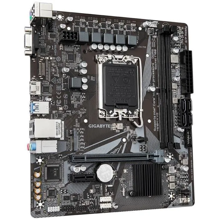 Gigabyte Carte mère H610M H V2 - Socket LGA 1700, Intel H610, DDR5 (jusqu'à 96 Go), M.2 NVMe, USB 3.2, HD Graphics