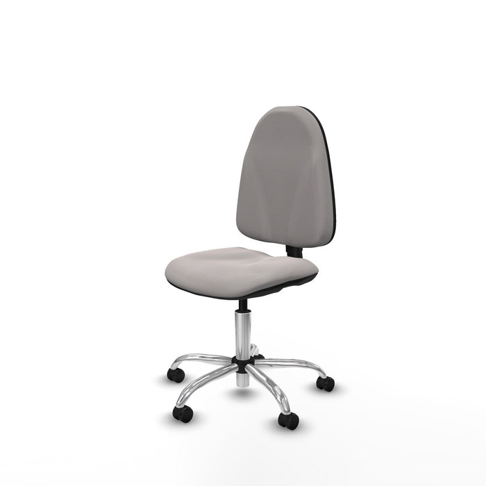 Chaise Algarra Contact permament de base Cuir écologique Blanc Structure chromée Sans accoudoirs Sans appui-tête Roulettes pour moquette