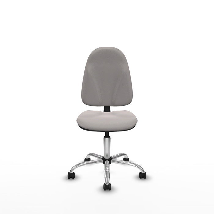 Chaise Algarra Contact permament de base Cuir écologique Blanc Structure chromée Sans accoudoirs Sans appui-tête Roulettes pour moquette