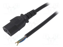 AKYGA Câble d'alimentation H03VV-F 3x0,5mm2 IEC C13 femelle, 1,5m, noir