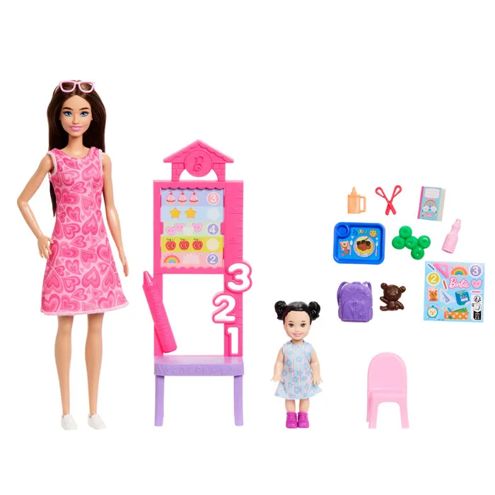 Barbie Coffret Maitresse d'école - Poupée et accessoires de classe - JMK16 - Jouet éducatif et créatif pour enfants dès 3 ans