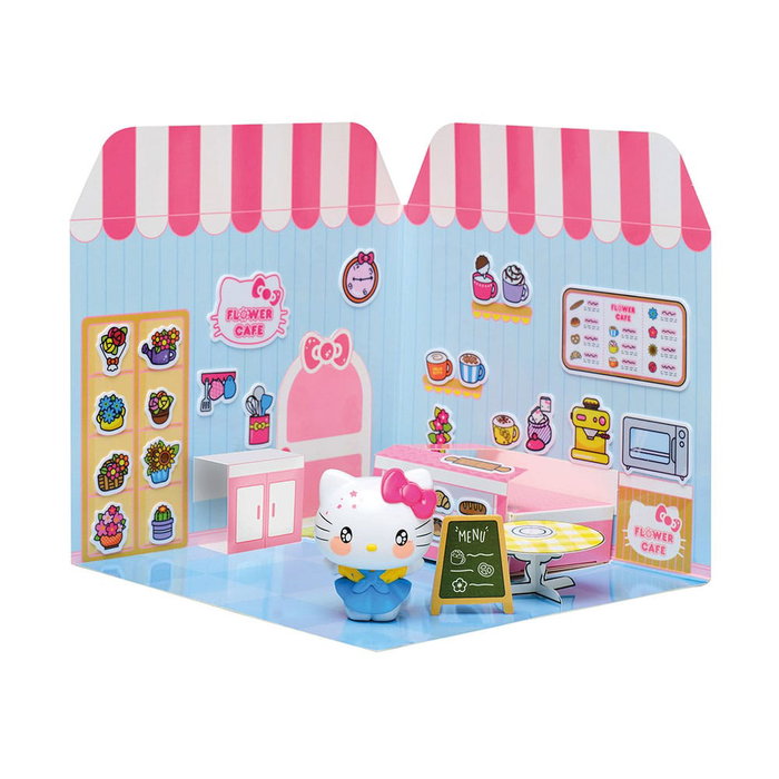 Hello Kitty and Friends Mini Figurine Maison des autocollants Hello Kitty Flower Café
