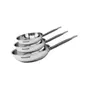Fackelmann Eterna - Set de 3 poêles inox 18/8 Ø 20, 24, 28 cm - Compatible induction & four - Batterie de cuisine complète avec manche inox riveté