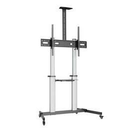 Ewent Support au sol avec roues pour TV 60"-100", jusqu'à 100 kg, VESA 1000x600, aluminium, ajustable en hauteur et inclinaison, gris