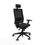 Piqueras Y Crespo Chaise de bureau Horna, mécanisme Synchro, Accoudoirs 3D, Noir