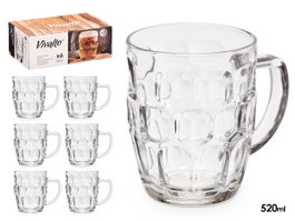 Vivalto Jarre à Bière 520 ml avec Anse Verre Transparent 14 x 12 x 9.5 cm (Set de 24)