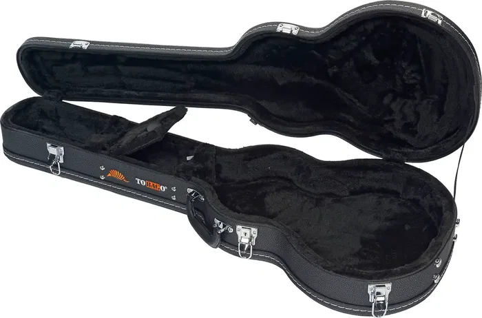 Tobago Étui rigide pour guitare électrique type LP, noir, similicuir, intérieur peluche, protection optimale Tobago Étui rigide pour guitare électrique type LP, noir, similicuir, intérieur peluche, protection optimale