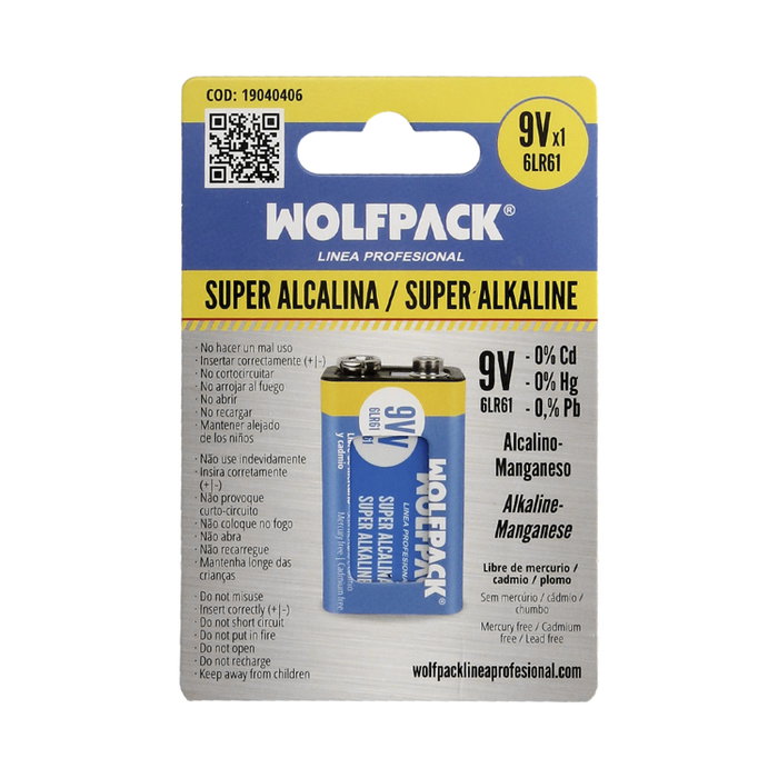 Wolfpack Pila Alcalina 6LR61 9V (Blister 1 Pièce) Wolfpack Pila Alcalina 6LR61 9V (Blister 1 Pièce)