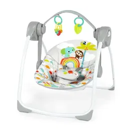 Bright Starts Playful Paradise - Transat balancelle électrique pliable pour bébé, 6 vitesses, jouets interactifs, 10 mélodies, idéal dès la naissance