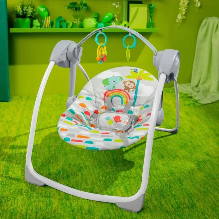 Bright Starts Playful Paradise - Transat balancelle électrique pliable pour bébé, 6 vitesses, jouets interactifs, 10 mélodies, idéal dès la naissance Bright Starts Playful Paradise - Transat balancelle électrique pliable pour bébé, 6 vitesses, jouets interactifs, 10 mélodies, idéal dès la naissance