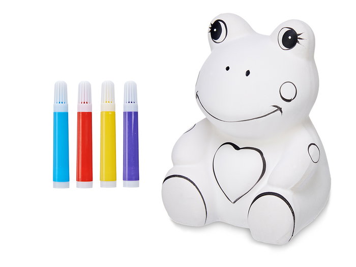Pincello Tirelire Grenouille Céramique avec 4 Feutres 9 x 12 x 9 cm Blanc (Set de 24) Pincello Tirelire Grenouille Céramique avec 4 Feutres 9 x 12 x 9 cm Blanc (Set de 24)