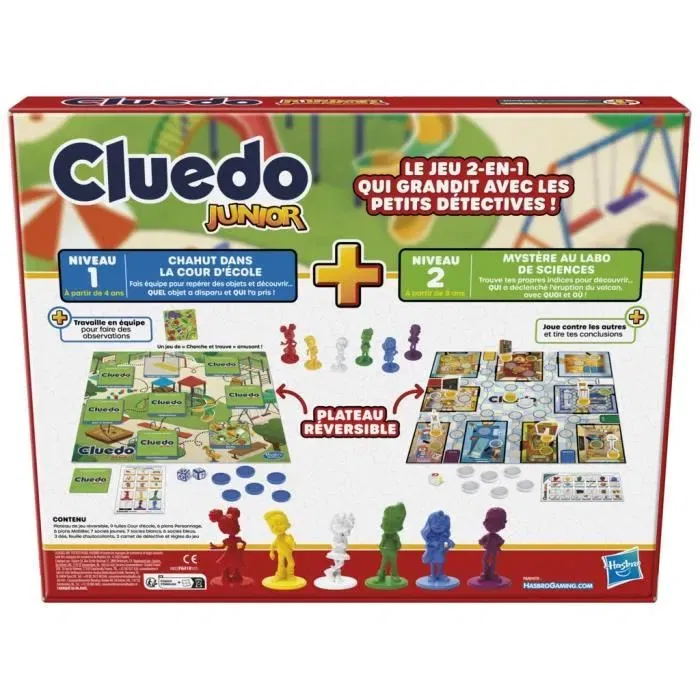 Hasbro Gaming Cluedo Junior 2-en-1 Jeu de société réversible, jeu de réflexion pour enfant