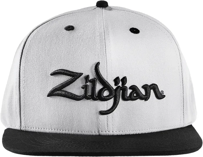 Zildjian Casquette blanche de 6 panneaux avec visière plate et snapback