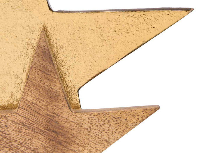 Giftdecor Support Décoratif Triple Étoile Doré Métal et Bois 31x28x6 cm (Set de 6)