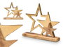 Giftdecor Support Décoratif Triple Étoile Doré Métal et Bois 31x28x6 cm (Set de 6)