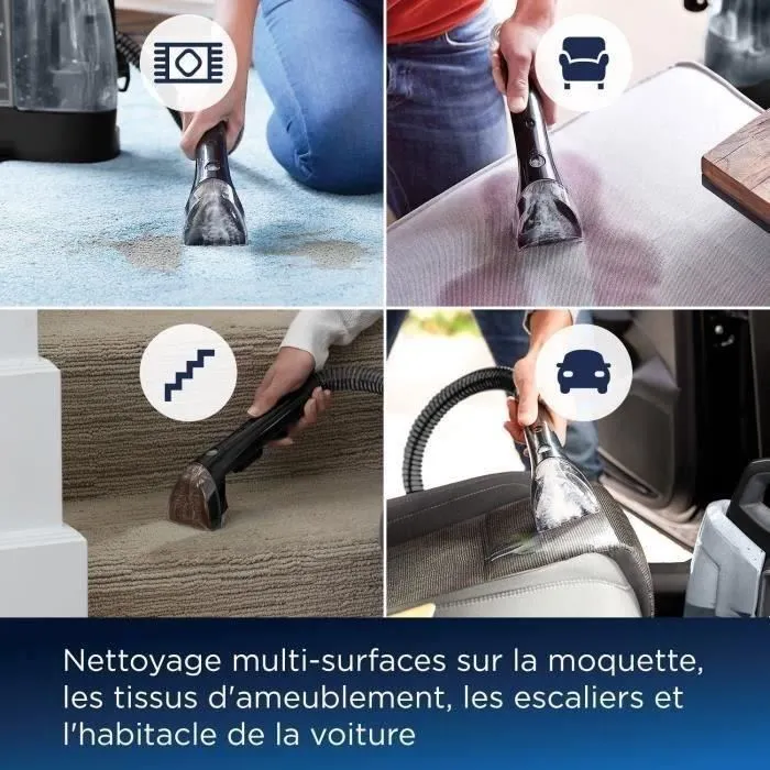 Bissell Spot Clean Plus 3724N Nettoyeur Détacheur Multi-Surface - Puissance 330 W - Rayon d'action 5 m - Tube 2,20 m avec Hydro Rinse