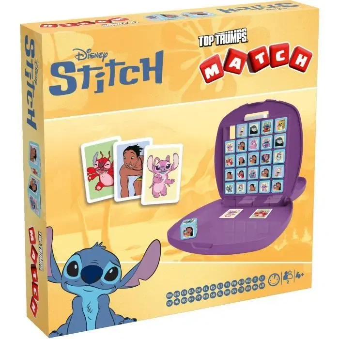 Winning Moves - Match Stitch - Jeu de société sous licence Lilo & Stitch - Jeu de stratégie à 2 joueurs avec des cubes colorés - Édition 2025