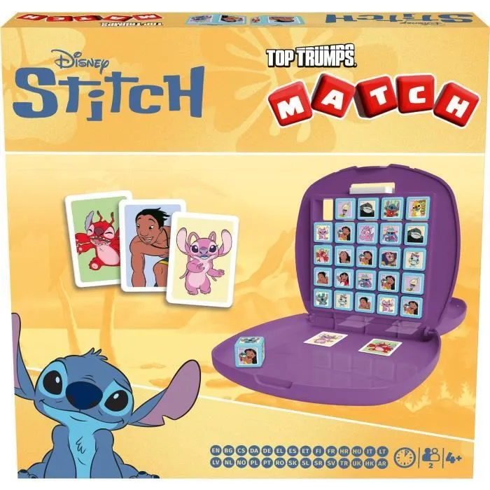 Winning Moves - Match Stitch - Jeu de société sous licence Lilo & Stitch - Jeu de stratégie à 2 joueurs avec des cubes colorés - Édition 2025
