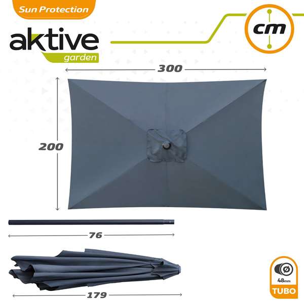 Color Baby Parasol de terrasse 300 cm avec cheminée et mât en aluminium de 4.8 cm couleur anthracite Color Baby Parasol de terrasse 300 cm avec cheminée et mât en aluminium de 4.8 cm couleur anthracite