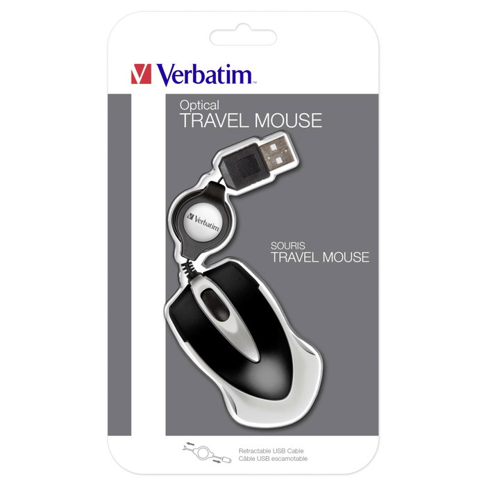 Verbatim Go Mini Souris Optique de Voyage USB, 1000 DPI, Noir