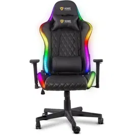 Yenkee Chaise Gaming STARDUST YGC 300RGB avec éclairage RGB, dossier haut, appui-tête et accoudoirs, mousse à froid, cuir PU, classe 4, 150 kg