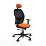 Piqueras Y Crespo Chaise de bureau Jorquera, Assise Orange et Dossier Maille Noire