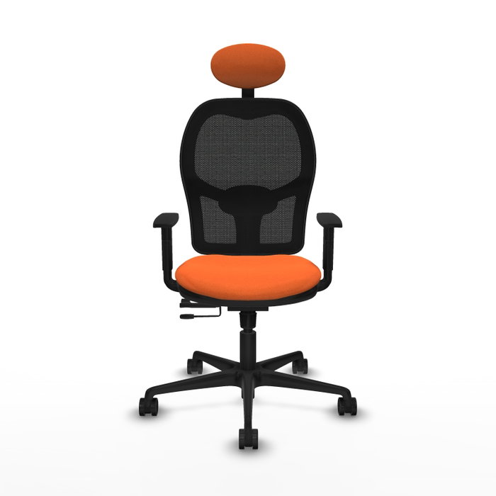 Piqueras Y Crespo Chaise de bureau Jorquera, Assise Orange et Dossier Maille Noire