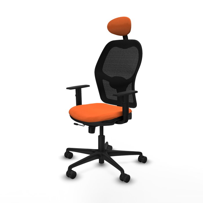Piqueras Y Crespo Chaise de bureau Jorquera, Assise Orange et Dossier Maille Noire