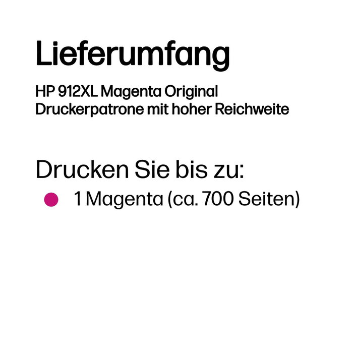 HP Cartouche d'encre 912XL Magenta XL HP Cartouche d'encre 912XL Magenta XL