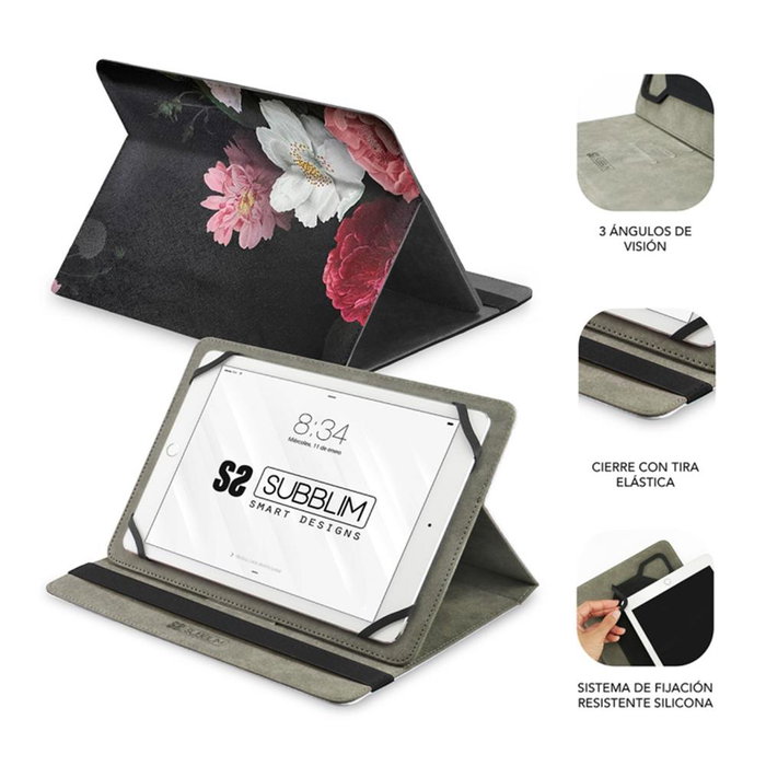 Subblim Housse Universelle pour Tablette 11 Pouces Trendy Case - Folio, Multicolore, Support 3 Angles, Fermeture Élastique