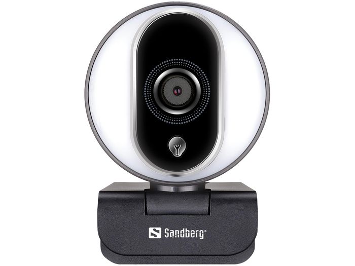 Sandberg Streamer USB Webcam Pro - Webcam pour Streaming et Appels Vidéo Full HD 1080p 60fps avec Microphone et Anneau Lumineux USB