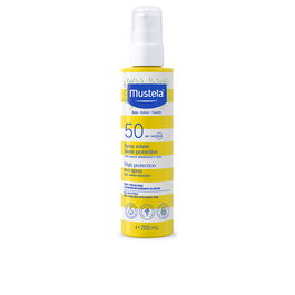 Mustela Spray Solaire Haute Protection SPF50 200ml - Protection UVA/UVB pour Bébé, Enfant et Adulte, Peau Sensible, Waterproof