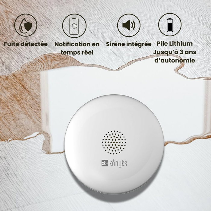Konyks Osafe Détecteur de fuite d'eau connecté WiFi