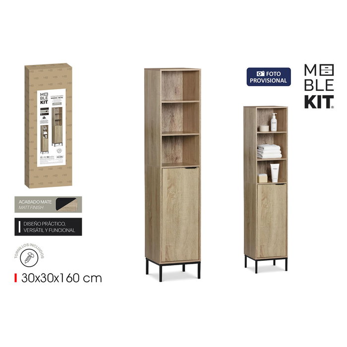 MobleKit Étagère de salle de bains Marron 30 x 30 x 160 cm