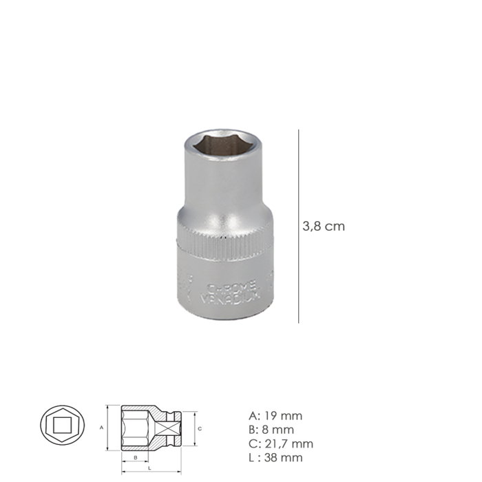 WOLFPACK LINEA PROFESIONAL Clé à douille 1/2'' hexagonale 13 mm