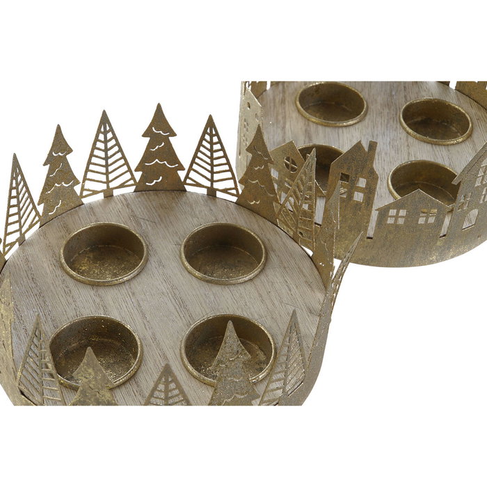 Bougeoirs de Noël DKD Home Decor Doré Naturel 16,5 x 16,5 x 8,5 cm (2 Unités) Bougeoirs de Noël DKD Home Decor Doré Naturel 16,5 x 16,5 x 8,5 cm (2 Unités)