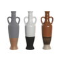 DKD Home Decor Lot de 3 Vases en Porcelaine Blanc Gris Terre cuite (9,6 x 9 x 29 cm)