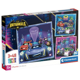 CLEMENTONI Puzzle maxi Batwheels DC Comics 3 en 1 - 48 pièces - Dimensions : 21x20,5 cm