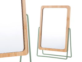BERILO Miroir Bambou Support Métal Menthe Verde-Bambu