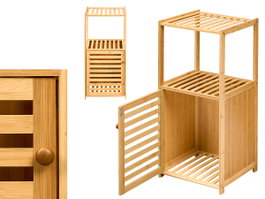Berilo Mueble avec Porte et 2 étagères en Bambou 34x80x33 cm