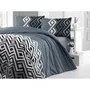 Housse de couette 240 x 220 cm + 2 taies d'oreiller 60 x 60 cm - Lot de literie King Size - Coton/Polyester - Gris, Noir et Blanc - 127 fils