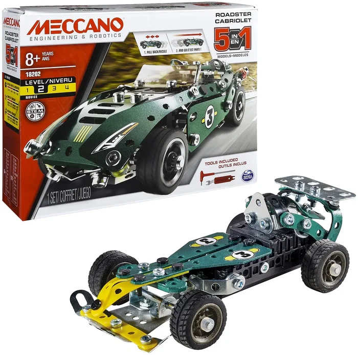 Meccano - APM20102 - Cabriolet Rétro Friction - Coffret de Construction pour 5 Modèles de Voitures Rétro Motorisées - Kit pour Enfants dès 8 Ans - 225 Pièces Meccano - APM20102 - Cabriolet Rétro Friction - Coffret de Construction pour 5 Modèles de Voitures Rétro Motorisées - Kit pour Enfants dès 8 Ans - 225 Pièces