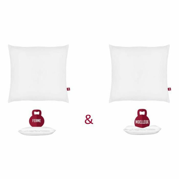 Abeil Lot de 2 Oreillers Double Confort 100% Coton 60x60cm