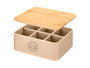 KINVARA Boîte de rangement 6 compartiments avec couvercle en bambou, Beige