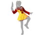 Déguisement Enfant de Clown Fille Jaune avec Robe et Pompons Rouges pour Halloween, Taille 3-4 Ans, Polyester