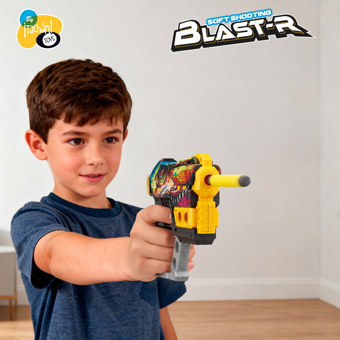 Tachan - Pistolet Blaster Street Shot - Pistolet à fléchettes soft - Style graffiti urbain - Inclut 6 fléchettes en mousse - Dimensions 21,9x14,9x3,8 cm - Pour enfant dès 8 ans Tachan - Pistolet Blaster Street Shot - Pistolet à fléchettes soft - Style graffiti urbain - Inclut 6 fléchettes en mousse - Dimensions 21,9x14,9x3,8 cm - Pour enfant dès 8 ans