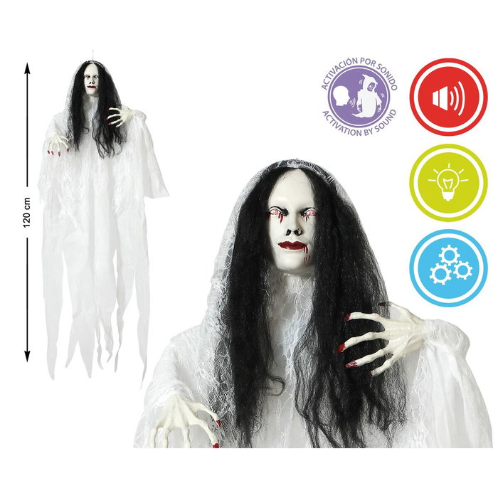 BigBuy Home Décoration d'Halloween Mariée Fantôme Blanche 120 cm