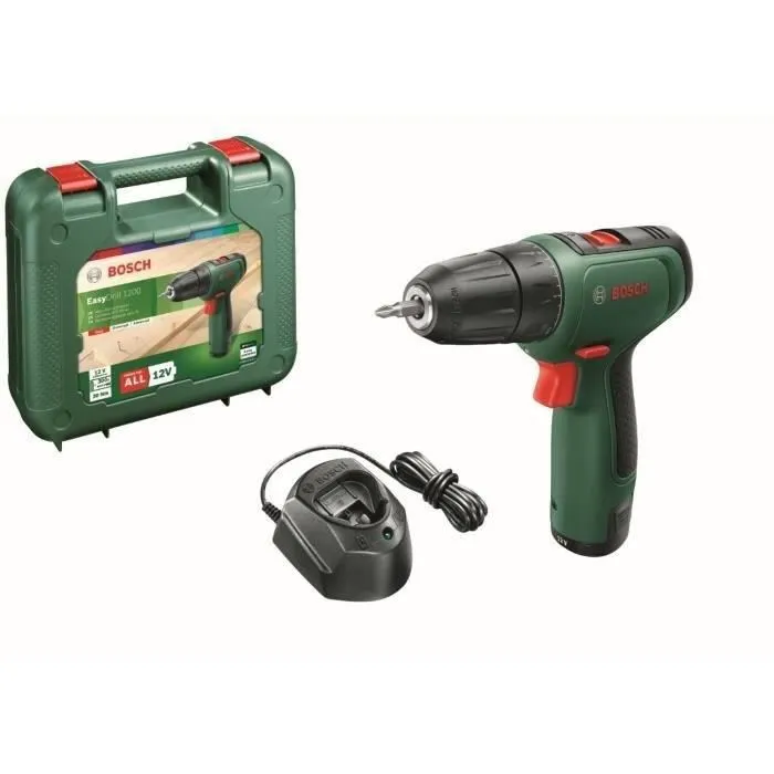 Bosch EasyDrill 1200 - Perceuse-visseuse sans fil 12V, 20 positions de couple, 2 vitesses, avec 2 batteries 1,5Ah et chargeur Bosch EasyDrill 1200 - Perceuse-visseuse sans fil 12V, 20 positions de couple, 2 vitesses, avec 2 batteries 1,5Ah et chargeur