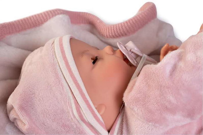 Antonio Juan Muñeca Bimba Lagrimitas Llorona - Poupée pleureuse 37 cm avec couverture d'hiver et sons, Langue Espagnole