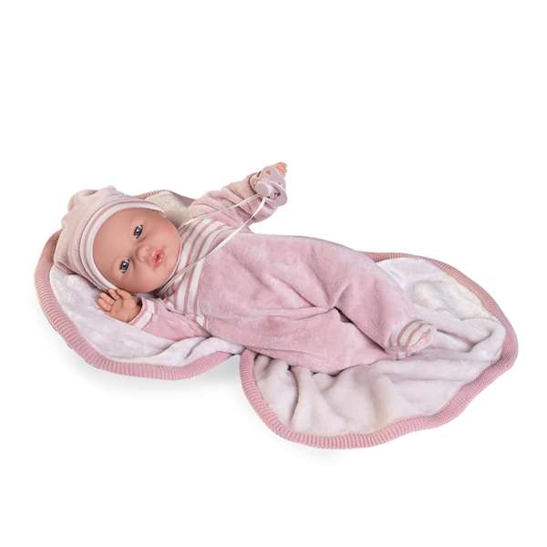 Antonio Juan Muñeca Bimba Lagrimitas Llorona - Poupée pleureuse 37 cm avec couverture d'hiver et sons, Langue Espagnole